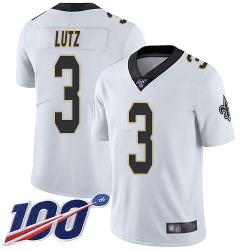 Men New Orleans Saints Limited White Wil Lutz Road Jersey NFL Football #3 100th Season Vapor Untouchable Jersey->women nfl jersey->Women Jersey